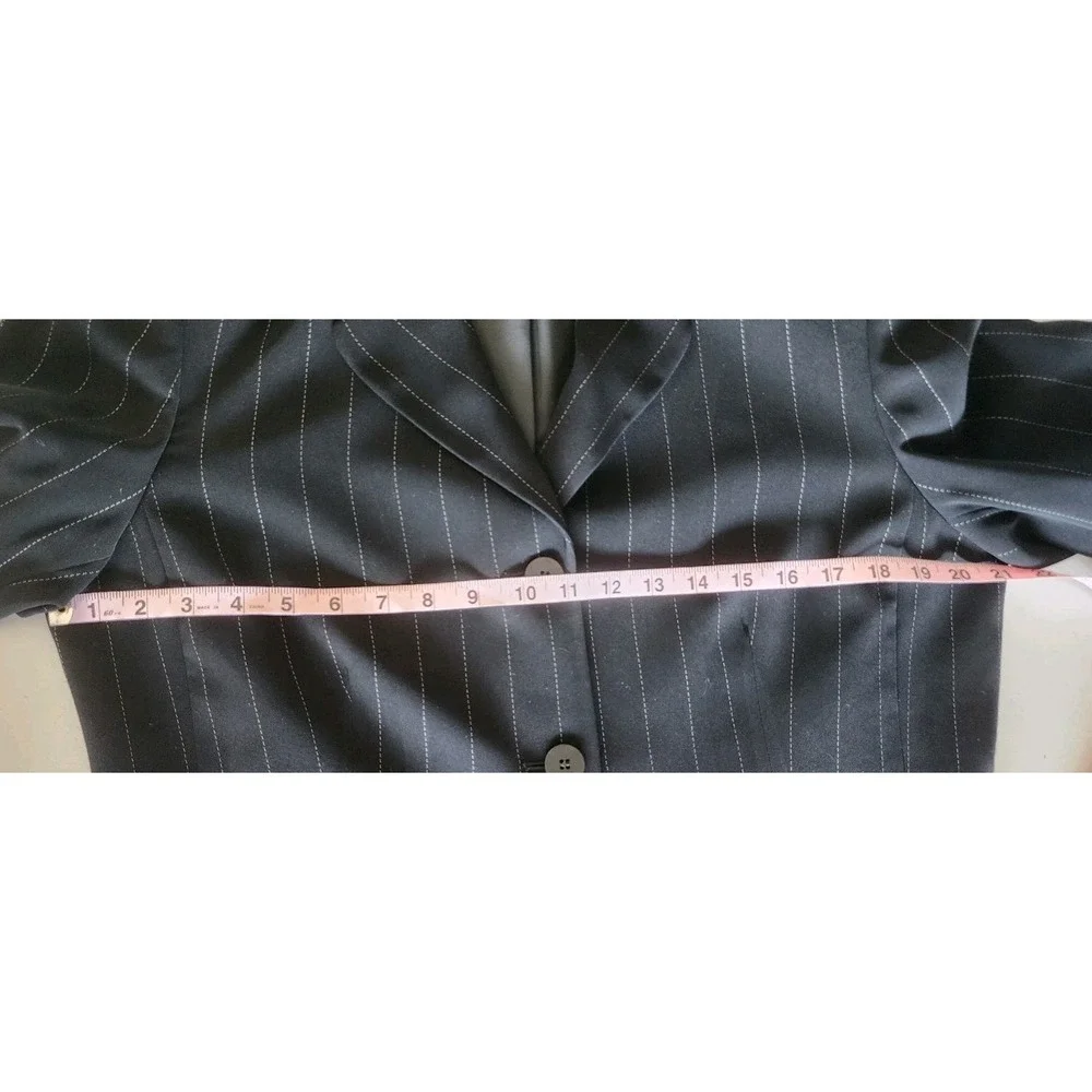 Kasper Jacket Blazer Womens 14 Black Pinstripe Career Office C-Suite Fall Winter